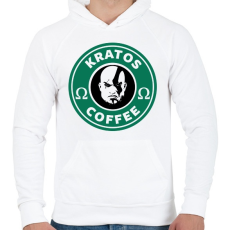 PRINTFASHION Kratos Coffee - Férfi kapucnis pulóver - Fehér