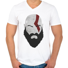 PRINTFASHION Kratos - Férfi V-nyakú póló - Fehér