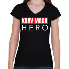 PRINTFASHION KRAV MAGA HERO - Női V-nyakú póló - Fekete női póló
