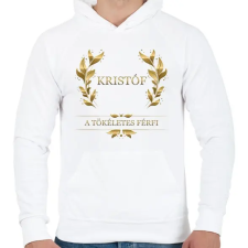 PRINTFASHION Kristóf - Férfi kapucnis pulóver - Fehér férfi pulóver, kardigán
