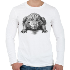 PRINTFASHION Krokodil - Férfi hosszú ujjú póló - Fehér férfi póló