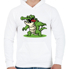 PRINTFASHION Krokodil  - Férfi kapucnis pulóver - Fehér