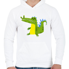 PRINTFASHION Krokodil - Férfi kapucnis pulóver - Fehér férfi pulóver, kardigán