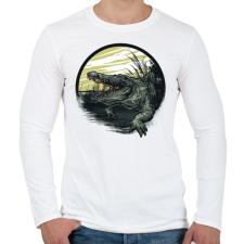PRINTFASHION Krokodil grafika - Férfi hosszú ujjú póló - Fehér férfi póló