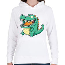 PRINTFASHION krokodil  - Női kapucnis pulóver - Fehér női pulóver, kardigán