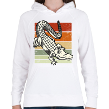 PRINTFASHION Krokodil - Női kapucnis pulóver - Fehér női pulóver, kardigán
