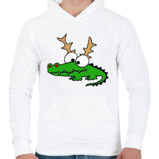 PRINTFASHION Krokodil Rudolf - Férfi kapucnis pulóver - Fehér