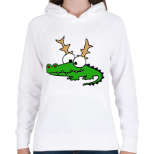 PRINTFASHION Krokodil Rudolf - Női kapucnis pulóver - Fehér női pulóver, kardigán