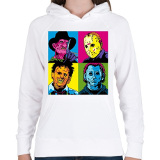 PRINTFASHION Krueger és a haverok - Női kapucnis pulóver - Fehér