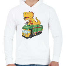 PRINTFASHION Kukásautó és dínó - Férfi kapucnis pulóver - Fehér férfi pulóver, kardigán