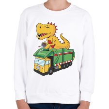 PRINTFASHION Kukásautó és dínó - Gyerek pulóver - Fehér gyerek pulóver, kardigán