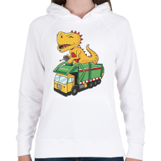 PRINTFASHION Kukásautó és dínó - Női kapucnis pulóver - Fehér