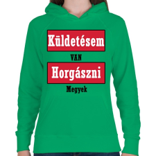 PRINTFASHION Küldetés! - Női kapucnis pulóver - Zöld női pulóver, kardigán