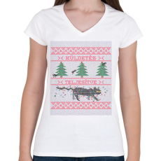 PRINTFASHION KÜLDETÉS TELJESÍTVE - Női V-nyakú póló - Fehér