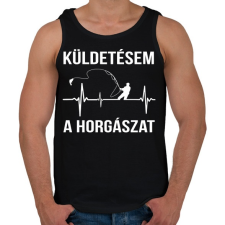 PRINTFASHION Küldetésem a horgászat - Férfi atléta - Fekete atléta, trikó