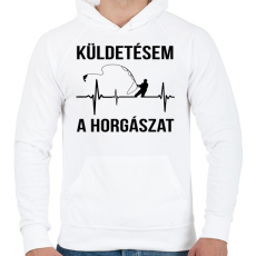PRINTFASHION Küldetésem a horgászat - Férfi kapucnis pulóver - Fehér