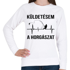 PRINTFASHION Küldetésem a horgászat - Női pulóver - Fehér