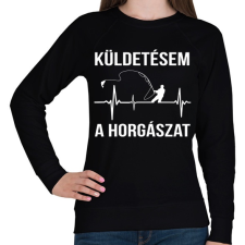 PRINTFASHION Küldetésem a horgászat - Női pulóver - Fekete női pulóver, kardigán