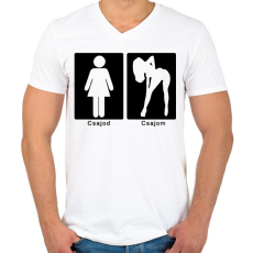 PRINTFASHION Különbség - Férfi V-nyakú póló - Fehér