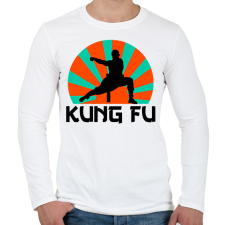 PRINTFASHION KUNG FU - Férfi hosszú ujjú póló - Fehér férfi póló