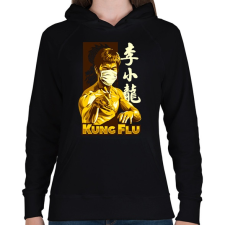 PRINTFASHION Kung Fu maszkban - Női kapucnis pulóver - Fekete női pulóver, kardigán