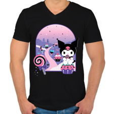 PRINTFASHION kuromi cupcake - Férfi V-nyakú póló - Fekete férfi póló