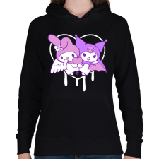 PRINTFASHION kuromi és my melody - Női kapucnis pulóver - Fekete női pulóver, kardigán