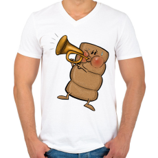 PRINTFASHION Kürtőskalács - Férfi V-nyakú póló - Fehér