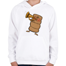 PRINTFASHION Kürtőskalács - Gyerek kapucnis pulóver - Fehér