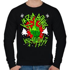 PRINTFASHION Kurva boldog karácsonyt grinch - Férfi pulóver - Fekete