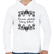 PRINTFASHION Kurva szádat, hány fokos? - Férfi kapucnis pulóver - Fehér férfi pulóver, kardigán