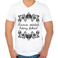 PRINTFASHION Kurva szádat, hány fokos? - Férfi V-nyakú póló - Fehér férfi póló