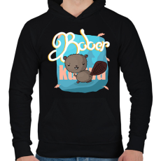 PRINTFASHION kurwa bober - Férfi kapucnis pulóver - Fekete