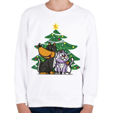 PRINTFASHION Kutya és macska karácsony - Gyerek pulóver - Fehér gyerek pulóver, kardigán