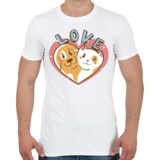PRINTFASHION Kutya és macska szeretet - Férfi póló - Fehér