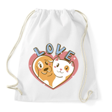 PRINTFASHION Kutya és macska szeretet - Sportzsák, Tornazsák - Fehér tornazsák