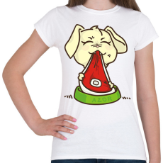 PRINTFASHION Kutya eszik - Női póló - Fehér