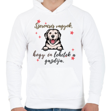 PRINTFASHION kutya fej - Férfi kapucnis pulóver - Fehér férfi pulóver, kardigán