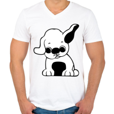 PRINTFASHION Kutya - Férfi V-nyakú póló - Fehér férfi póló