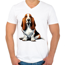 PRINTFASHION Kutya  - Férfi V-nyakú póló - Fehér férfi póló