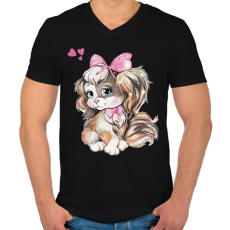 PRINTFASHION kutya - Férfi V-nyakú póló - Fekete