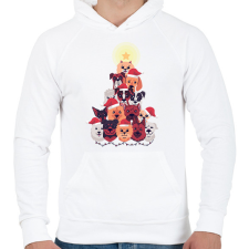 PRINTFASHION Kutya karácsonyfa - Férfi kapucnis pulóver - Fehér férfi pulóver, kardigán