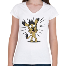 PRINTFASHION Kutya  - Női V-nyakú póló - Fehér női póló