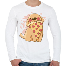 PRINTFASHION Kutya pizzával - Férfi hosszú ujjú póló - Fehér