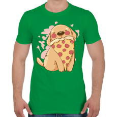 PRINTFASHION Kutya pizzával - Férfi póló - Zöld