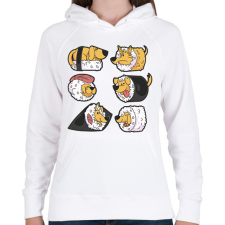 PRINTFASHION Kutya sushik - Női kapucnis pulóver - Fehér női pulóver, kardigán