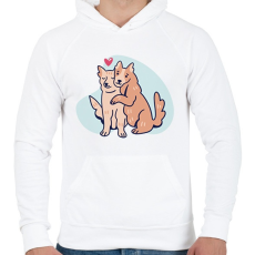 PRINTFASHION Kutya szerelem - Férfi kapucnis pulóver - Fehér