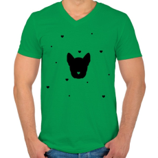 PRINTFASHION Kutya szívekkel - Férfi V-nyakú póló - Zöld
