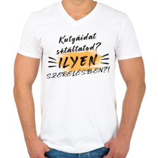 PRINTFASHION Kutyáidat sétáltatod? - Férfi V-nyakú póló - Fehér
