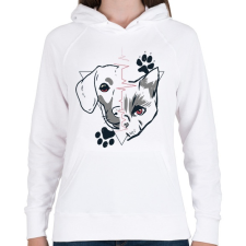 PRINTFASHION Kutyák és macskák  - Női kapucnis pulóver - Fehér női pulóver, kardigán